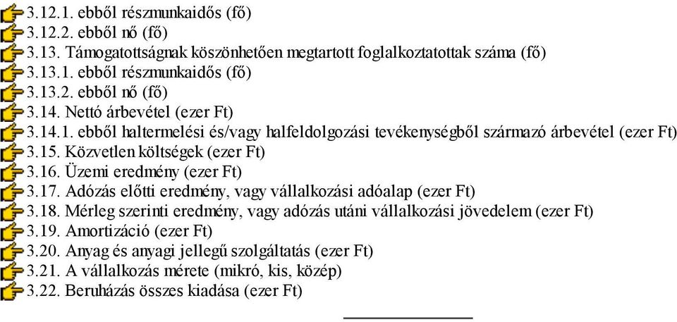 Adózás előtti eredmény, vagy vállalkozási adóalap (ezer Ft) 3.18. Mérleg szerinti eredmény, vagy adózás utáni vállalkozási jövedelem (ezer Ft) 3.19. Amortizáció (ezer Ft) 3.