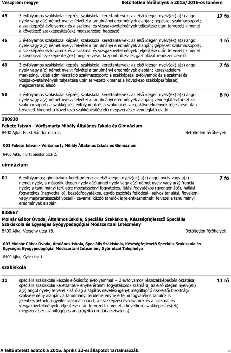 szakmai és vizsgakövetelmények teljesítése után tervezett kimenet a következő szakképesítés(ek) megszerzése: központifűtés- és gázhálózat rendszerszerelő nyelv vagy a(z) német nyelv; felvétel a