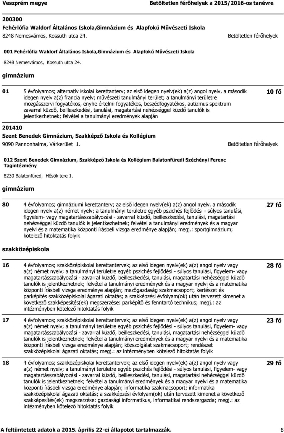 gimnázium 5 évfolyamos; alternatív iskolai kerettanterv; az első idegen nyelv(ek) a(z) angol nyelv, a második idegen nyelv a(z) francia nyelv; művészeti tanulmányi terület; a tanulmányi területre