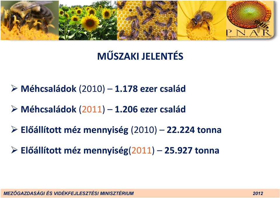 206 ezer család Előállított méz mennyiség