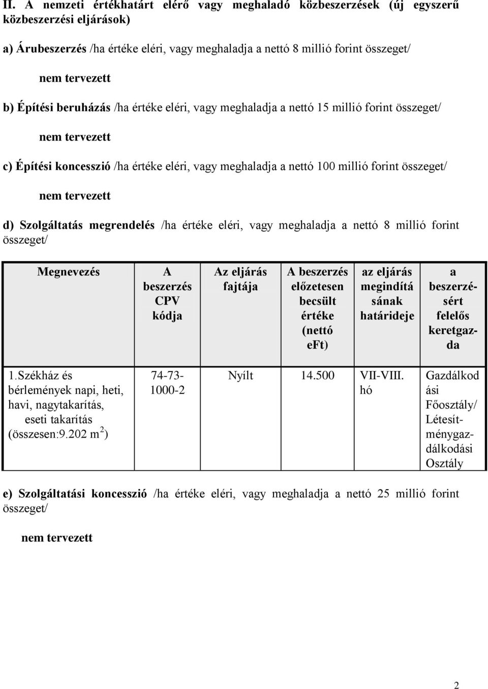 meghldj nettó 8 millió forint összeget/ A CPV kódj Az eljárás fjtáj z eljárás megindítá sánk htárideje ért keretgzd 1.