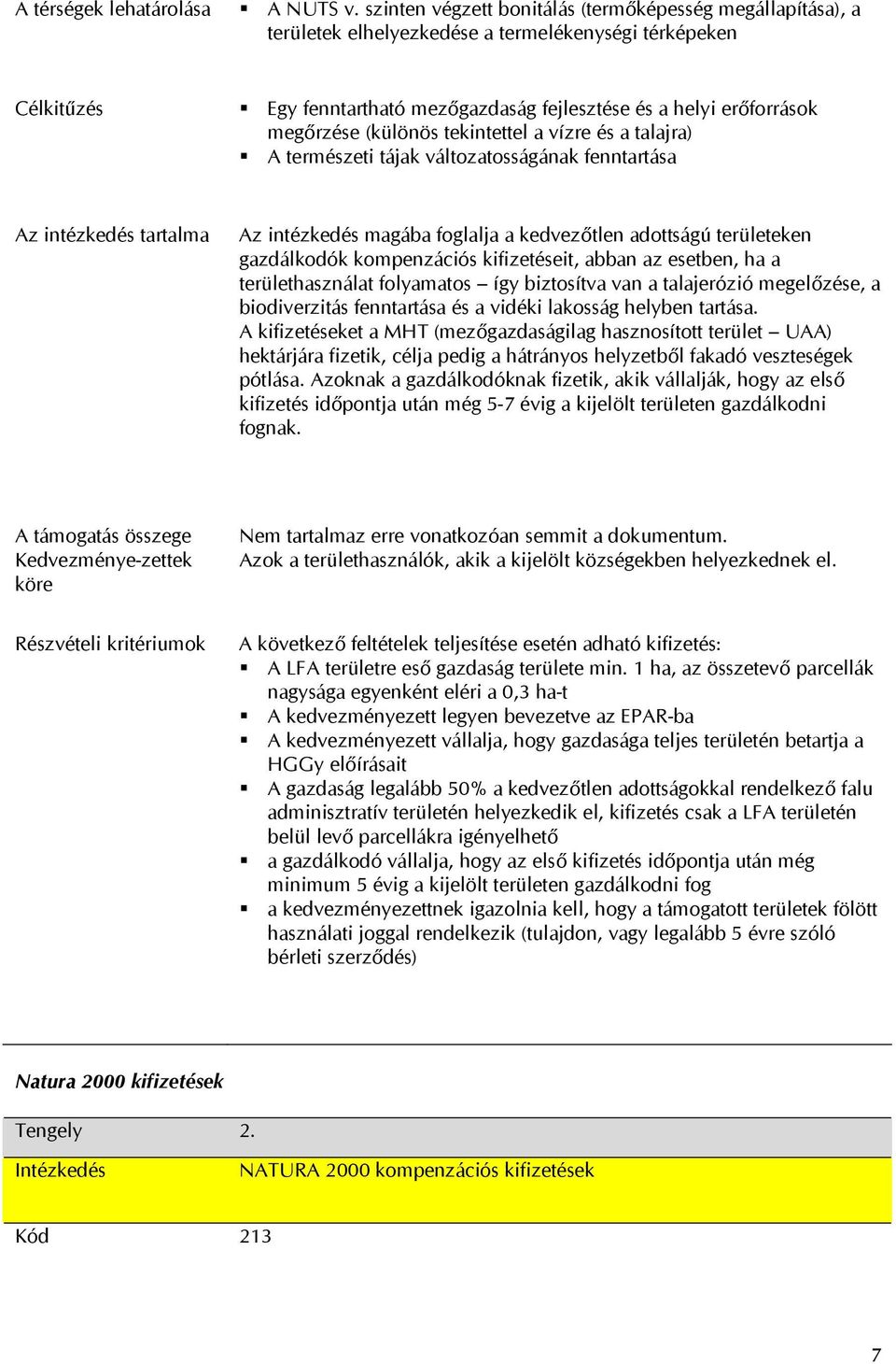 (különös tekintettel a vízre és a talajra) A természeti tájak változatosságának fenntartása Az intézkedés tartalma Az intézkedés magába foglalja a kedvezőtlen adottságú területeken gazdálkodók