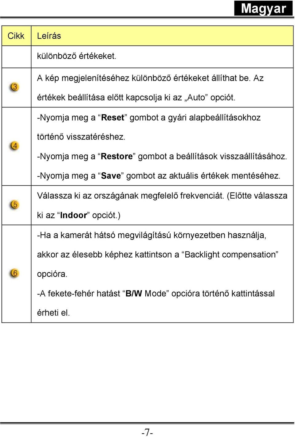 -Nyomja meg a Save gombot az aktuális értékek mentéséhez. Válassza ki az országának megfelelő frekvenciát. (Előtte válassza ki az Indoor opciót.