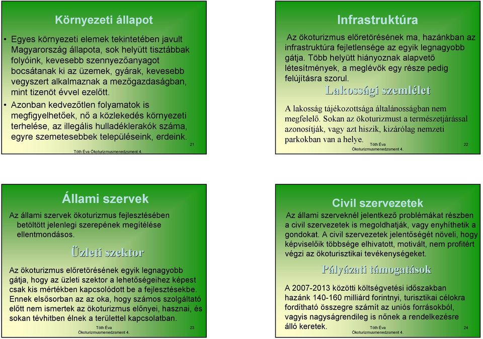 Azonban kedvezőtlen folyamatok is megfigyelhetőek, nő a közlekedés környezeti terhelése, az illegális hulladéklerakók száma, egyre szemetesebbek településeink, erdeink.