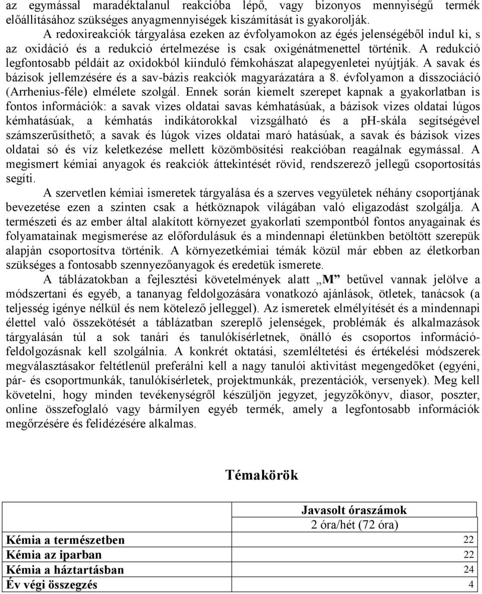 A redukció legfontosabb példáit az oxidokból kiinduló fémkohászat alapegyenletei nyújtják. A savak és bázisok jellemzésére és a sav-bázis reakciók magyarázatára a 8.