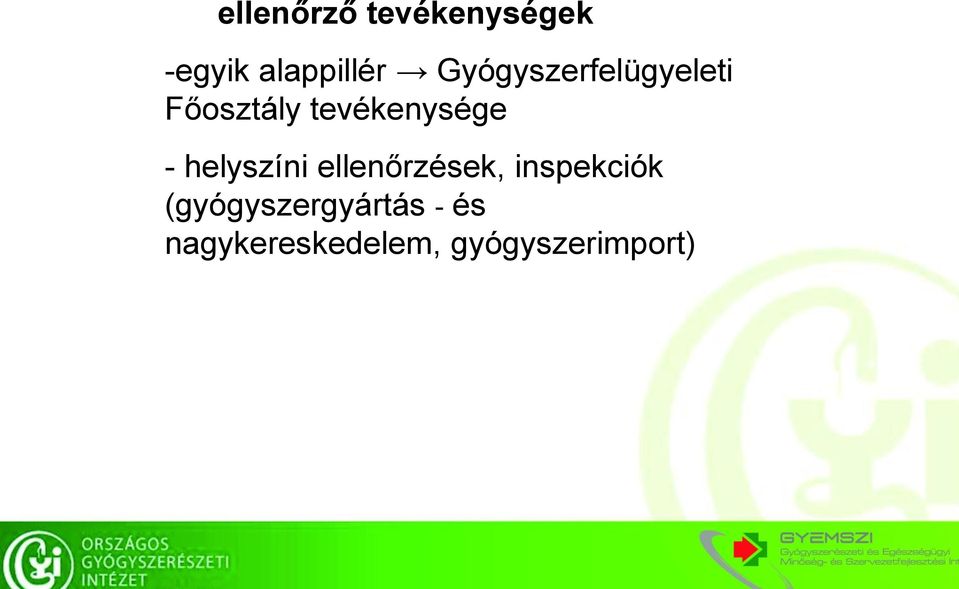 - helyszíni ellenőrzések, inspekciók