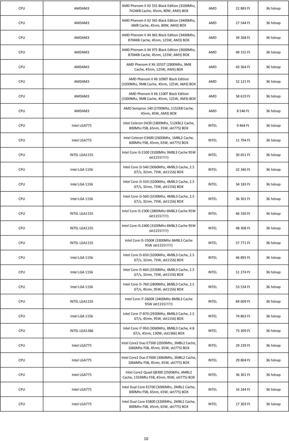 Cache, 45nm, 125W, AM3) BOX AMD 49 155 Ft 36 hónap CPU AMDAM3 AMD Phenom II X6 1055T (2800Mhz, 9MB Cache, 45nm, 125W, AM3) BOX AMD 43 364 Ft 36 hónap CPU AMDAM3 AMD Phenom II X6 1090T Black Edition