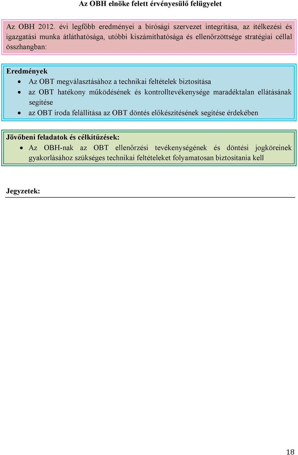céllal összhangban: Az OBT megválasztásához a technikai feltételek biztosítása az OBT hatékony működésének és kontrolltevékenysége maradéktalan ellátásának