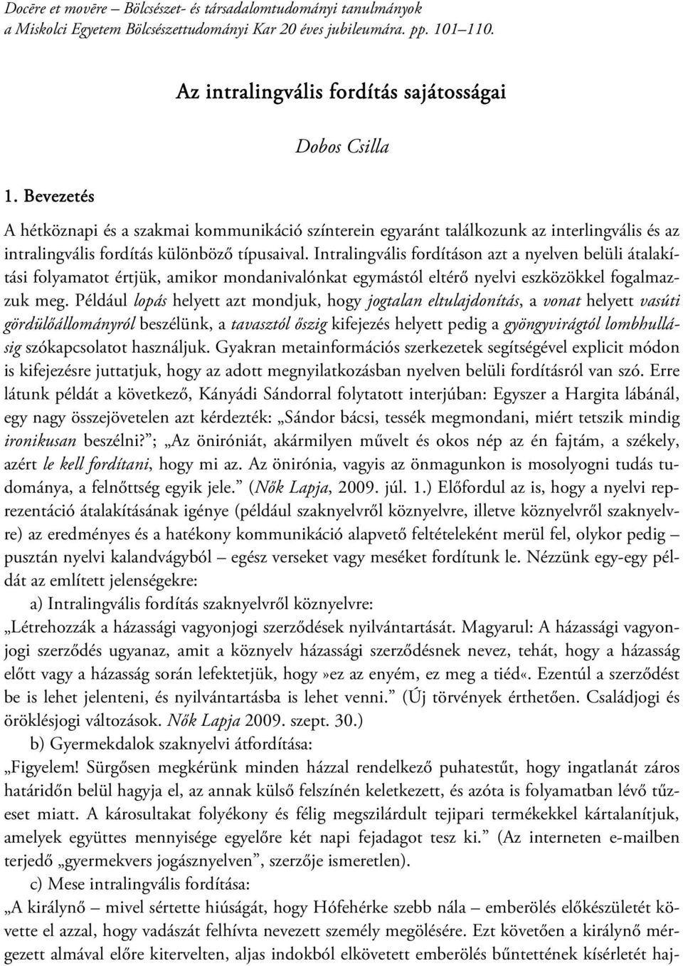 Az intralingvális fordítás sajátosságai - PDF Ingyenes letöltés