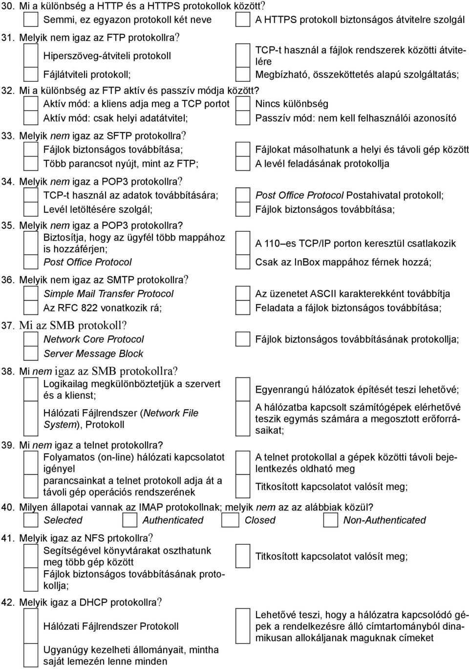 Mi a különbség az FTP aktív és passzív módja között? Aktív mód: a kliens adja meg a TCP portot Nincs különbség Aktív mód: csak helyi adatátvitel; Passzív mód: nem kell felhasználói azonosító 33.