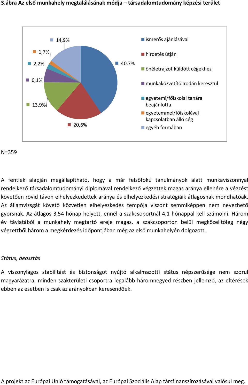 rendelkező i diplomával rendelkező végzettek magas aránya ellenére a végzést követően rövid távon elhelyezkedettek aránya és elhelyezkedési stratégiáik átlagosnak mondhatóak.