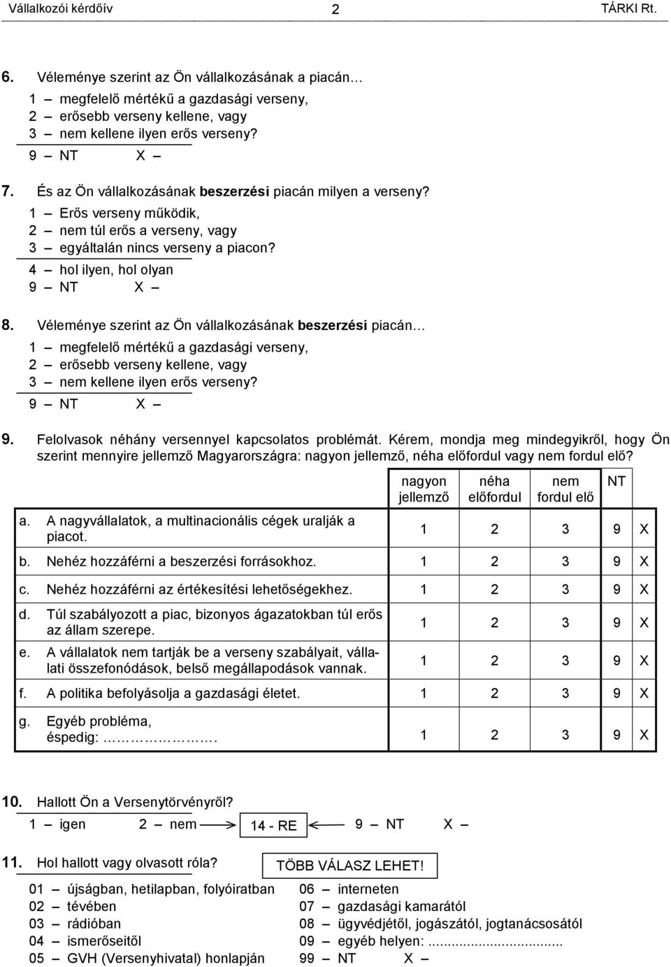 Véleménye szerint az Ön vállalkozásának beszerzési piacán 1 megfelelő mértékű a gazdasági verseny, 2 erősebb verseny kellene, vagy 3 nem kellene ilyen erős verseny? 9.
