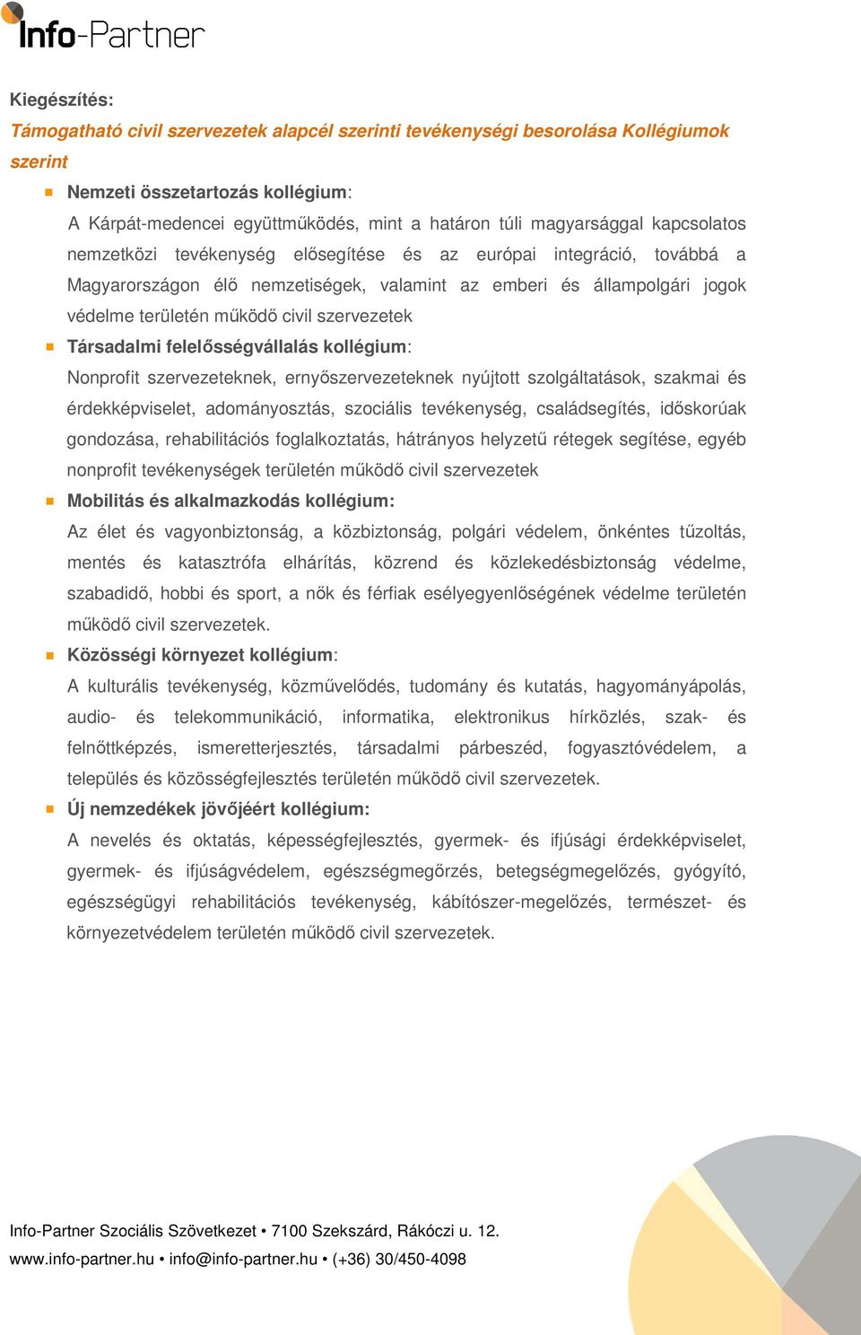 civil szervezetek Társadalmi felelősségvállalás kollégium: Nonprofit szervezeteknek, ernyőszervezeteknek nyújtott szolgáltatások, szakmai és érdekképviselet, adományosztás, szociális tevékenység,