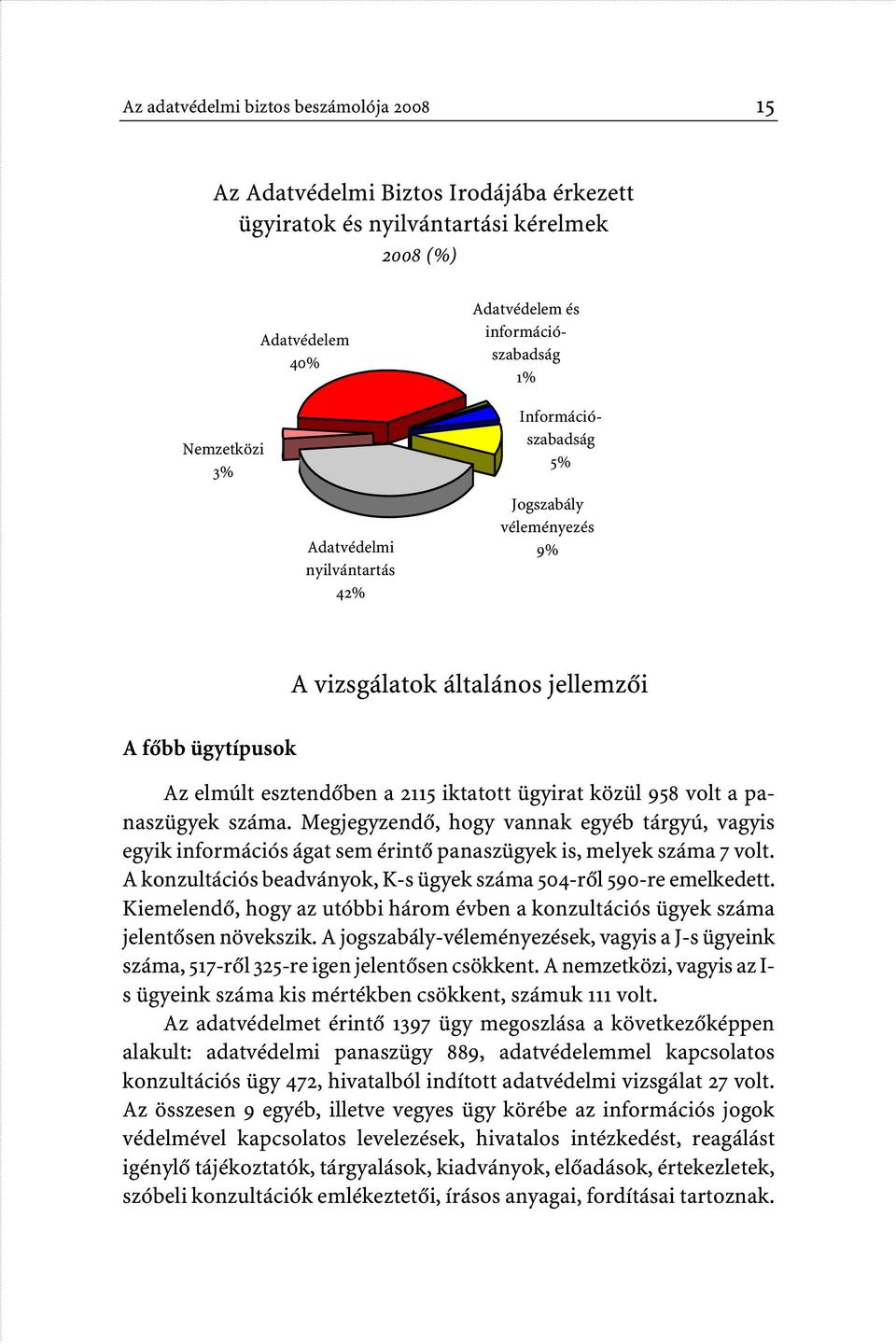 panaszügyek száma. Megjegyzendô, hogy vannak egyéb tárgyú, vagyis egyik információs ágat sem érintô panaszügyek is, melyek száma 7 volt.