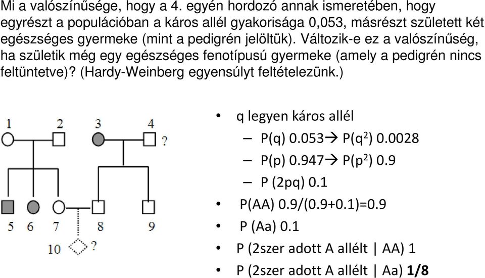 gyermeke (mint a pedigrén jelöltük).