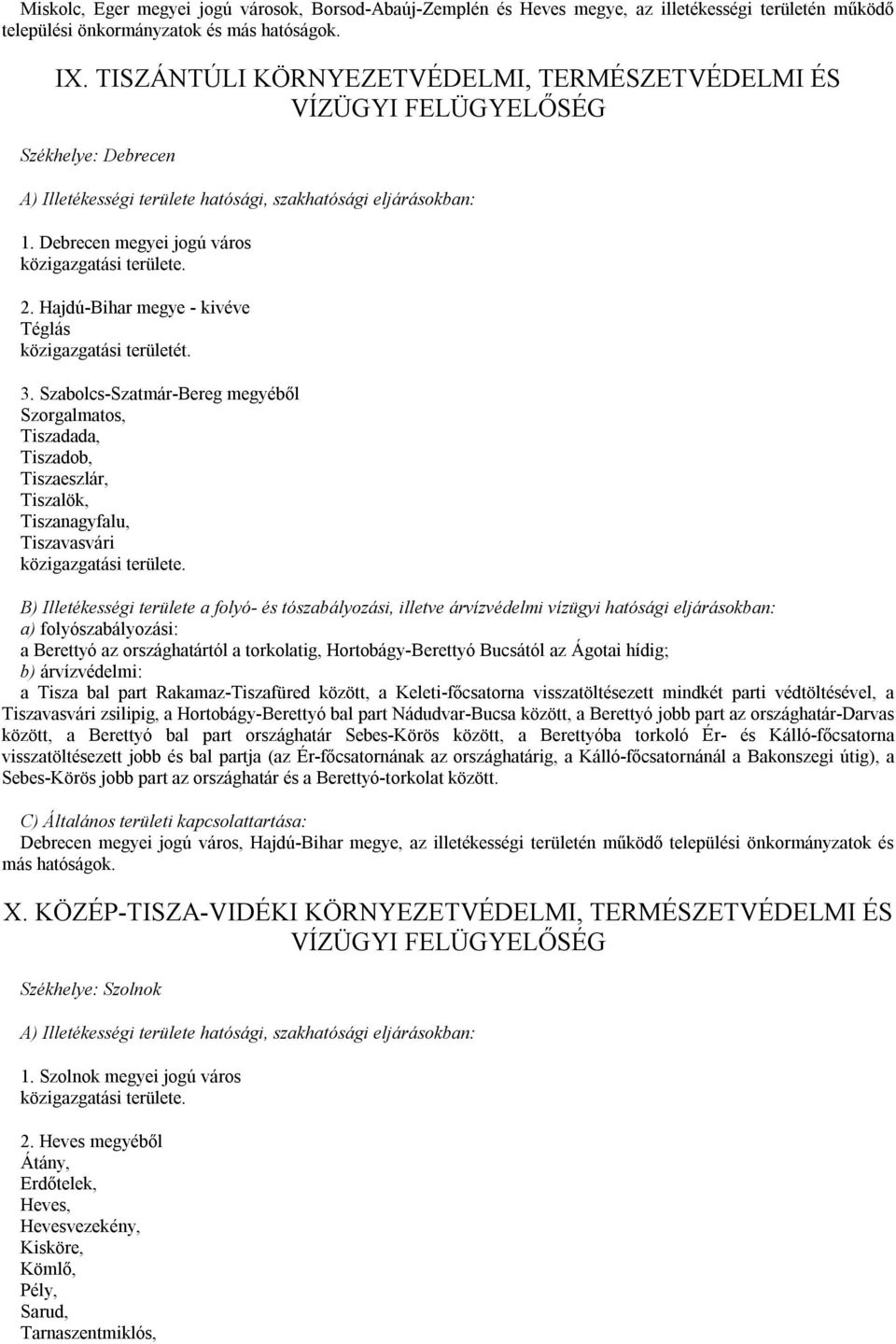 Hajdú-Bihar megye - kivéve Téglás közigazgatási területét. 3.
