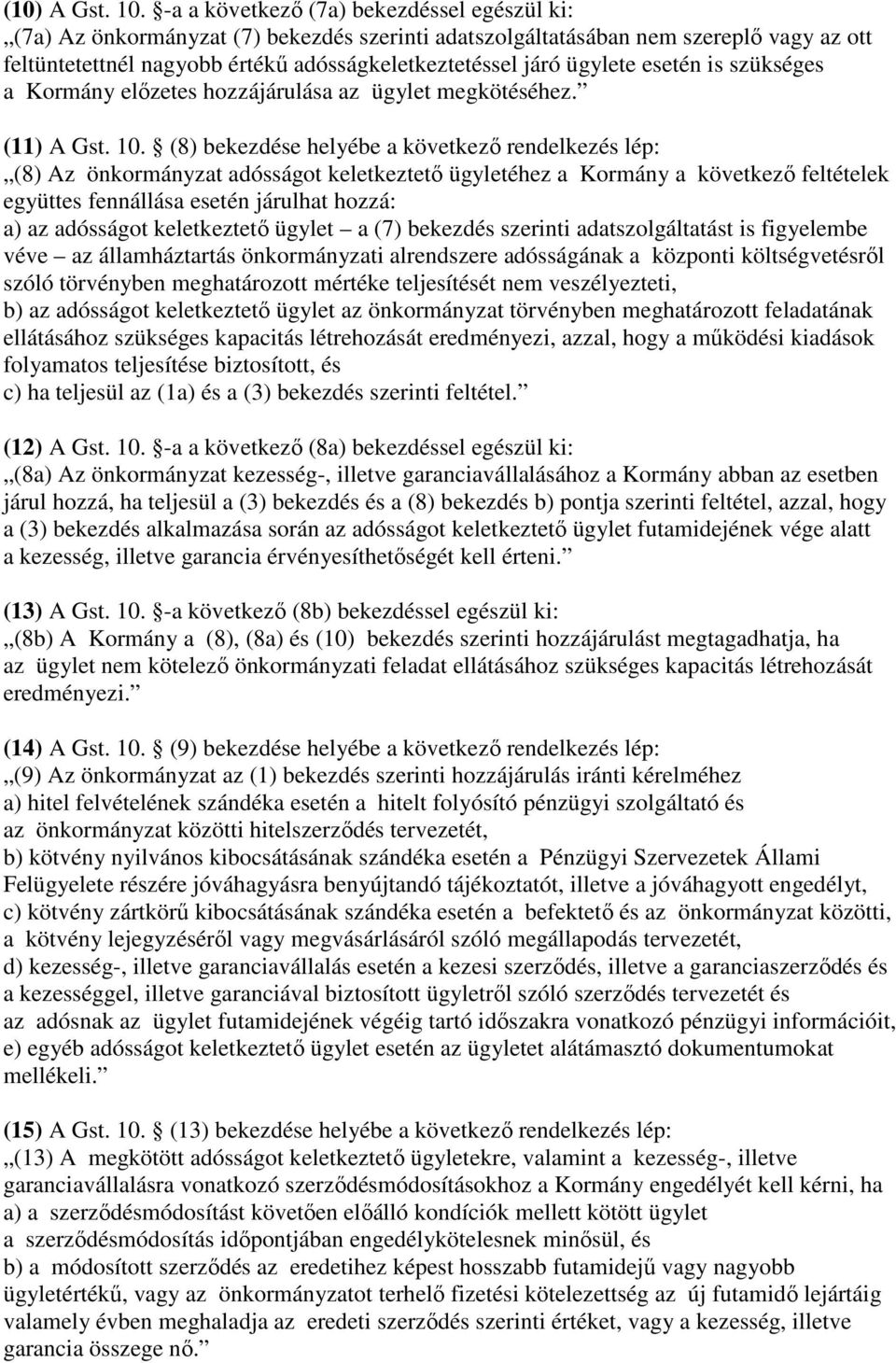 ügylete esetén is szükséges a Kormány előzetes hozzájárulása az ügylet megkötéséhez. (11) A Gst. 10.