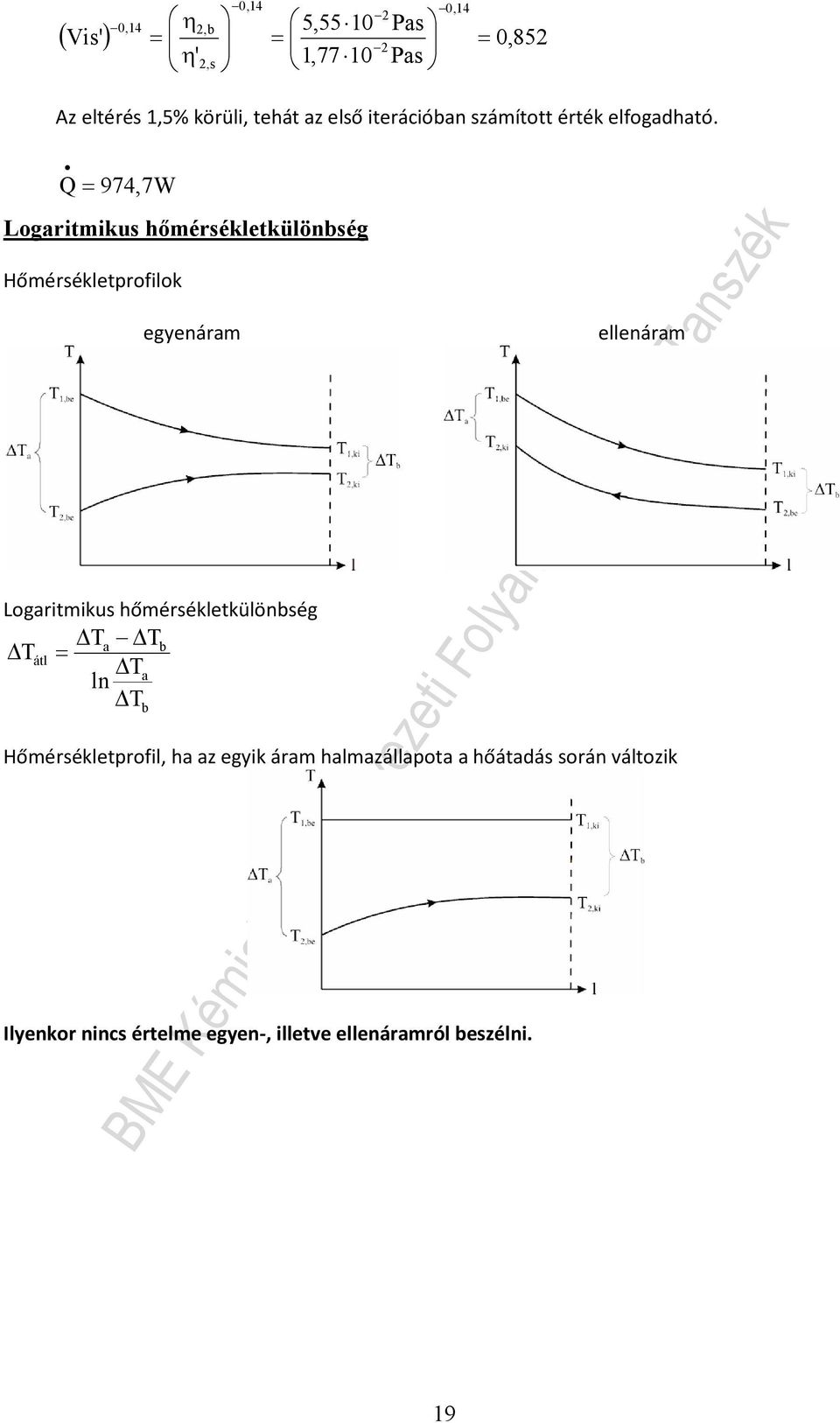 97,7 Logaritiku őérékletkülönbég Hőérékletprofilok egyenára Logaritiku őérékletkülönbég Ta