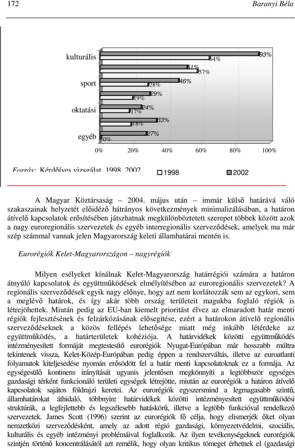 május után immár külsı határává váló szakaszainak helyzetét elıidézı hátrányos következmények minimalizálásában, a határon átívelı kapcsolatok erısítésében játszhatnak megkülönböztetett szerepet