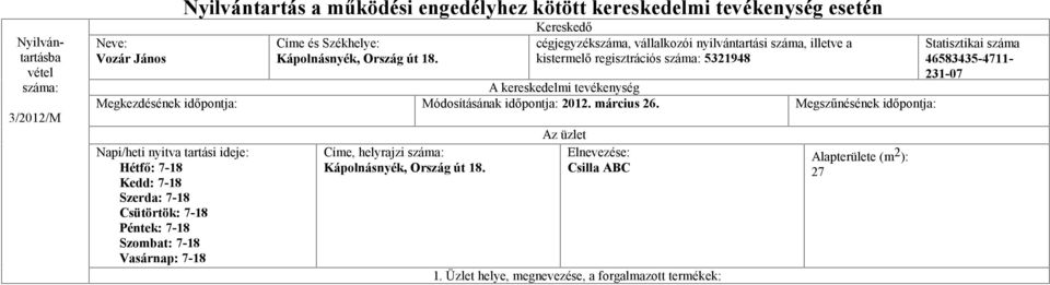 időpontja: 2012. március 26.