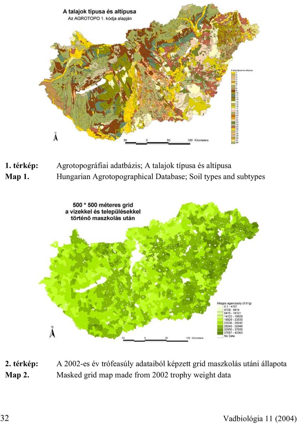 térkép: A 2002-es év trófeasúly adataiból képzett grid maszkolás utáni