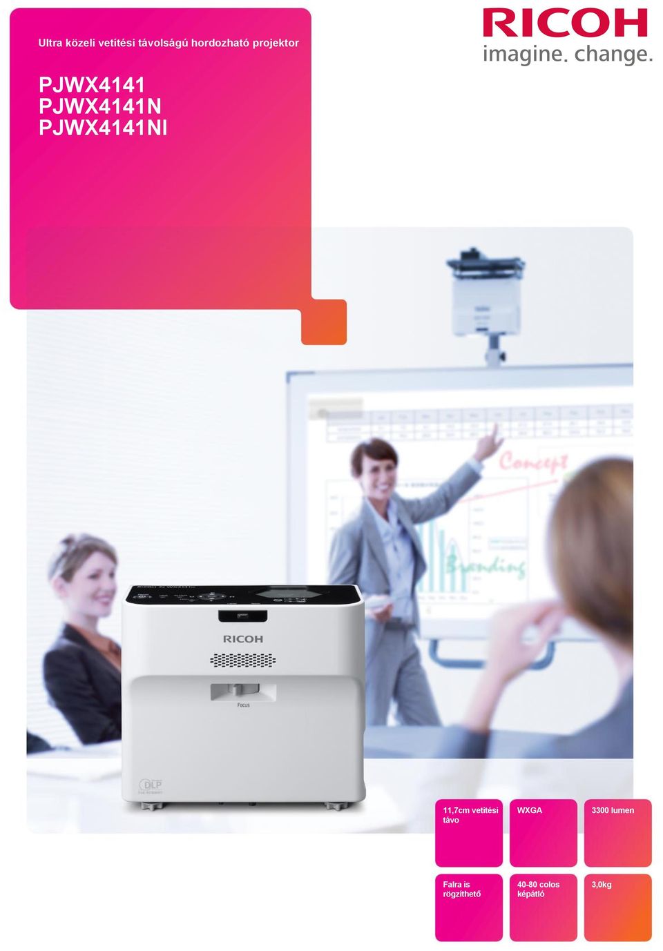 PJWX4141NI 11,7cm vetítési távo WXGA 3300