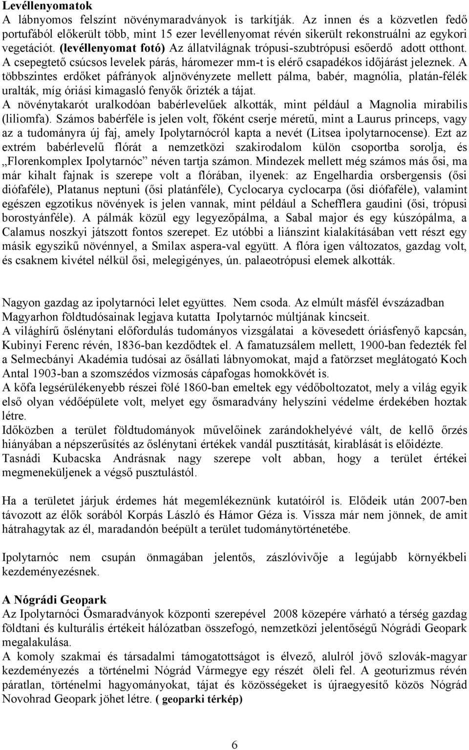 (levéllenyomat fotó) Az állatvilágnak trópusi-szubtrópusi esőerdő adott otthont. A csepegtető csúcsos levelek párás, háromezer mm-t is elérő csapadékos időjárást jeleznek.