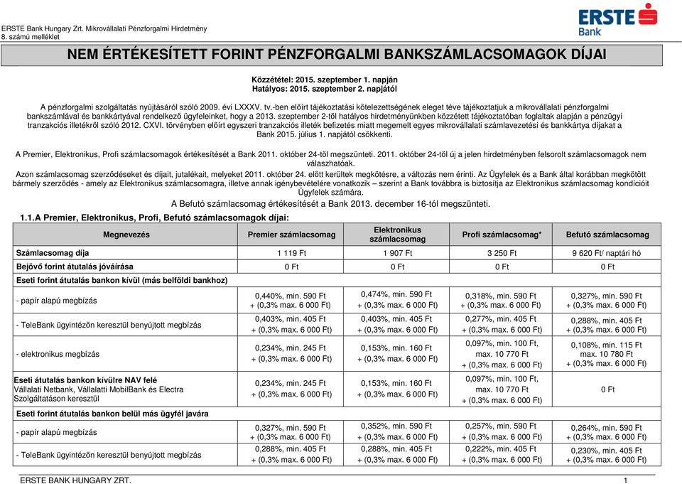 szeptember 2-től hatályos hirdetményünkben közzétett tájékoztatóban foglaltak alapján a pénzügyi tranzakciós illetékről szóló 2012. CXVI.