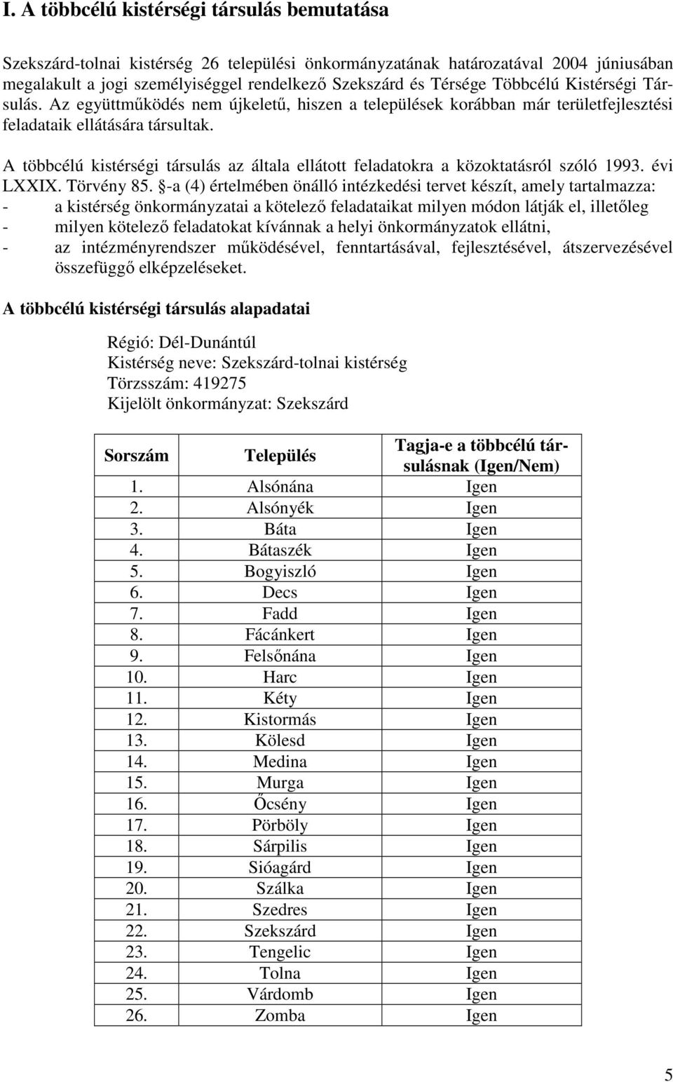 A többcélú kistérségi társulás az általa ellátott feladatokra a közoktatásról szóló 1993. évi LXXIX. Törvény 85.