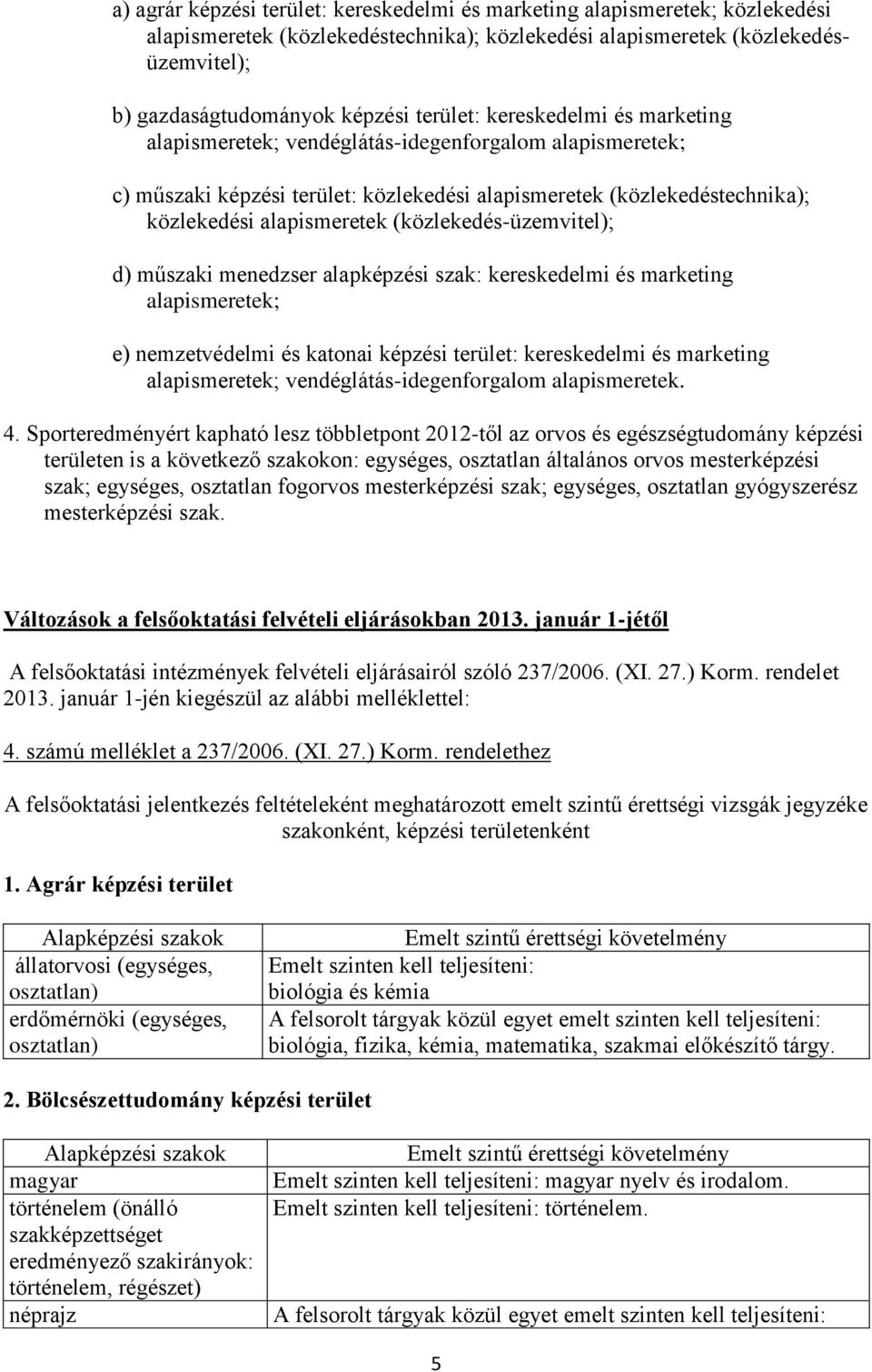 (közlekedés-üzemvitel); d) műszaki menedzser alapképzési szak: kereskedelmi és marketing alapismeretek; e) nemzetvédelmi és katonai képzési terület: kereskedelmi és marketing alapismeretek;