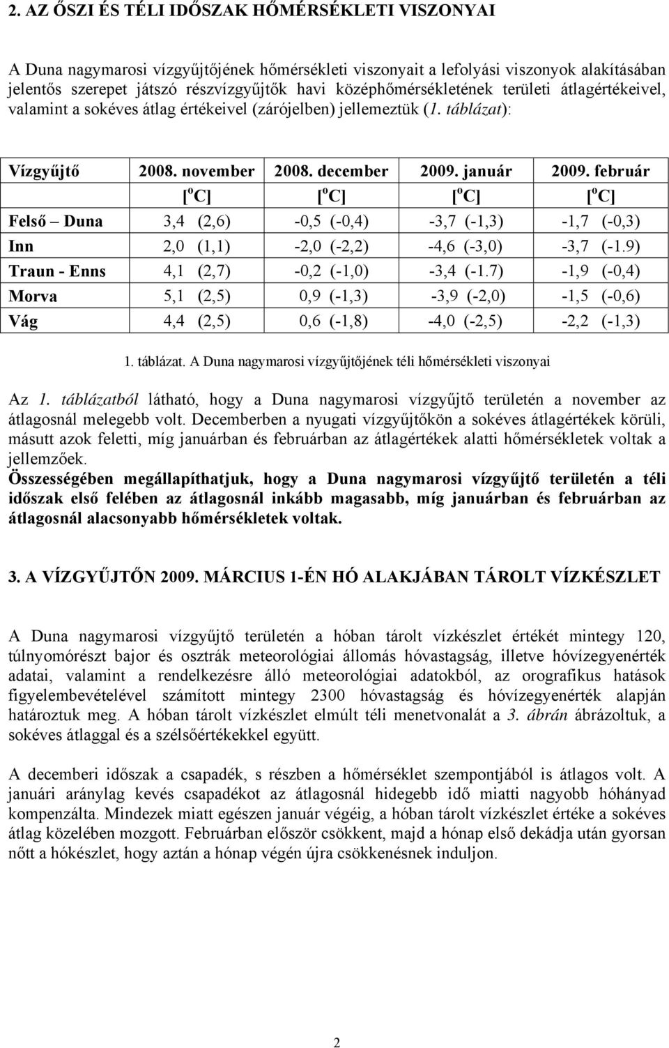 február [ o C] [ o C] [ o C] [ o C] Felső Duna 3,4 (2,6) -, (-,4) -3,7 (-1,3) -1,7 (-,3) Inn 2, (1,1) -2, (-2,2) -4,6 (-3,) -3,7 (-1.9) Traun - Enns 4,1 (2,7) -,2 (-1,) -3,4 (-1.