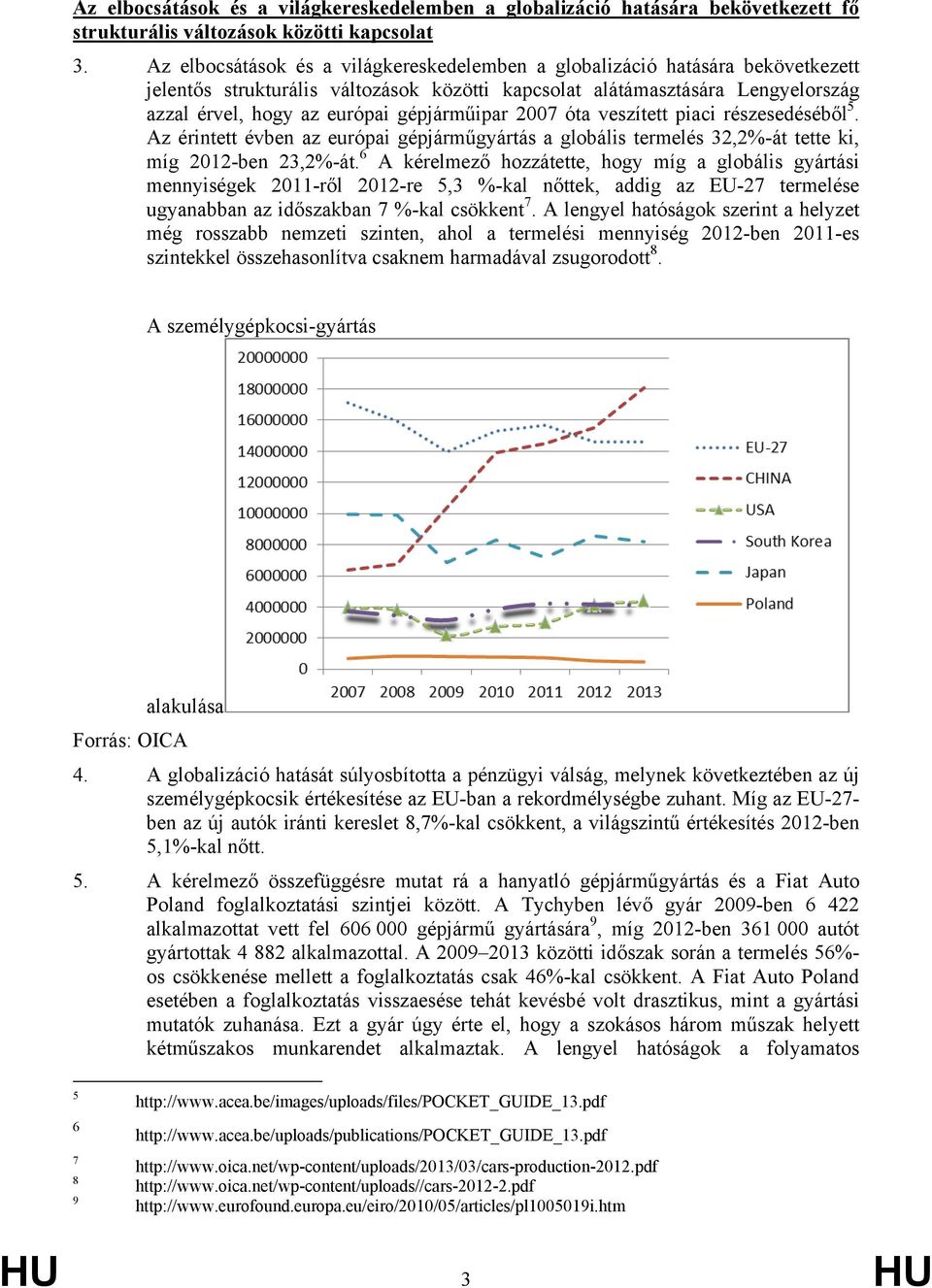 gépjárműipar 2007 óta veszített piaci részesedéséből 5. Az érintett évben az európai gépjárműgyártás a globális termelés 32,2%-át tette ki, míg 2012-ben 23,2%-át.