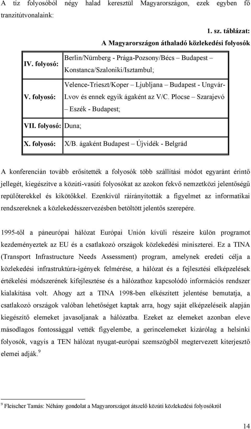 Plocse Szarajevó Eszék - Budapest; VII. folyosó: Duna; X. folyosó: X/B.