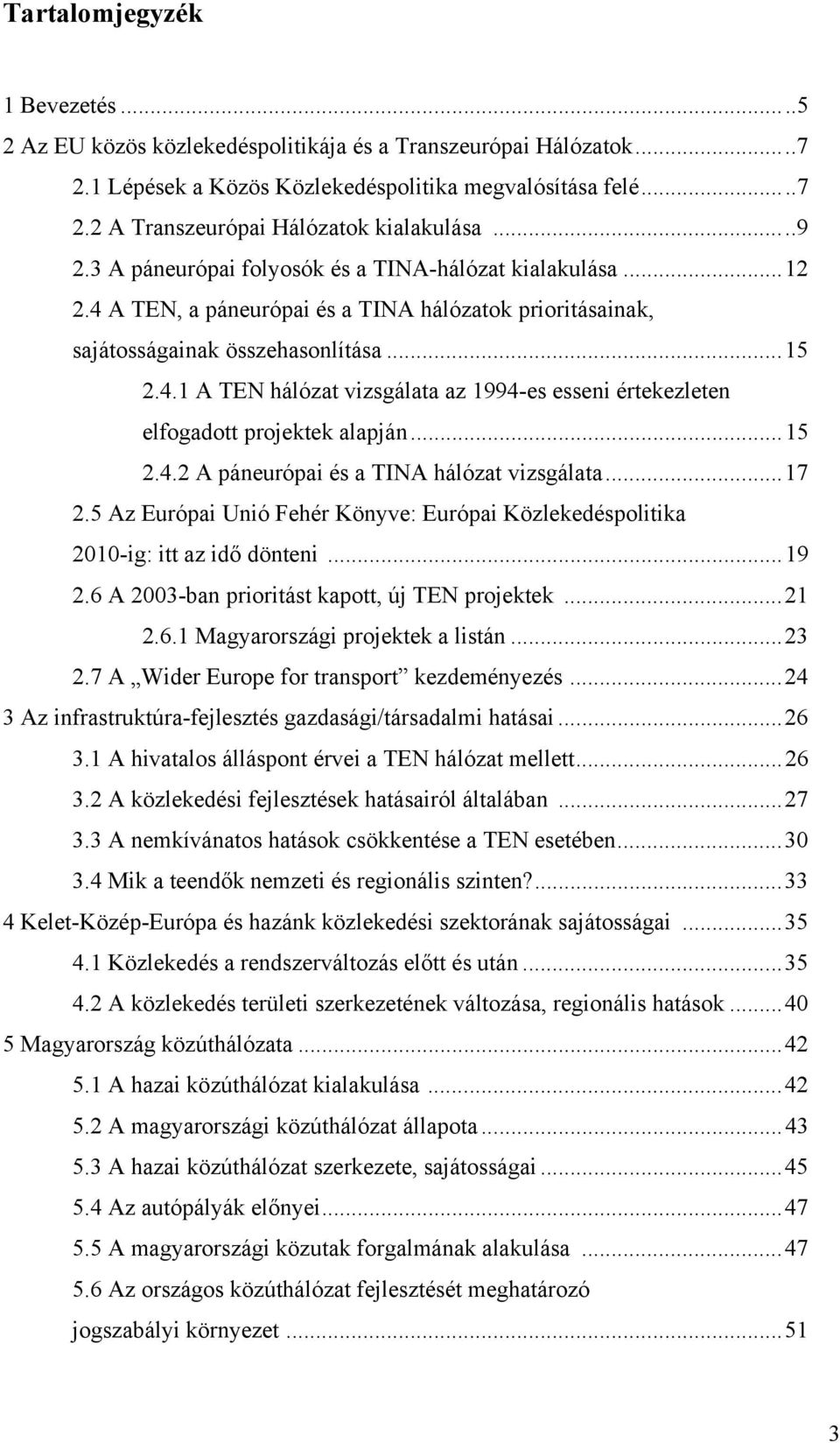 ..15 2.4.2 A páneurópai és a TINA hálózat vizsgálata...17 2.5 Az Európai Unió Fehér Könyve: Európai Közlekedéspolitika 2010-ig: itt az idő dönteni...19 2.