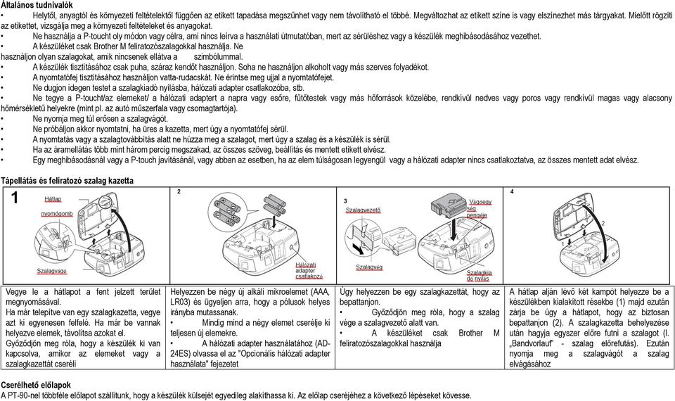 Ne használja a P-toucht oly módon vagy célra, ami nincs leírva a használati útmutatóban, mert az sérüléshez vagy a készülék meghibásodásához vezethet.