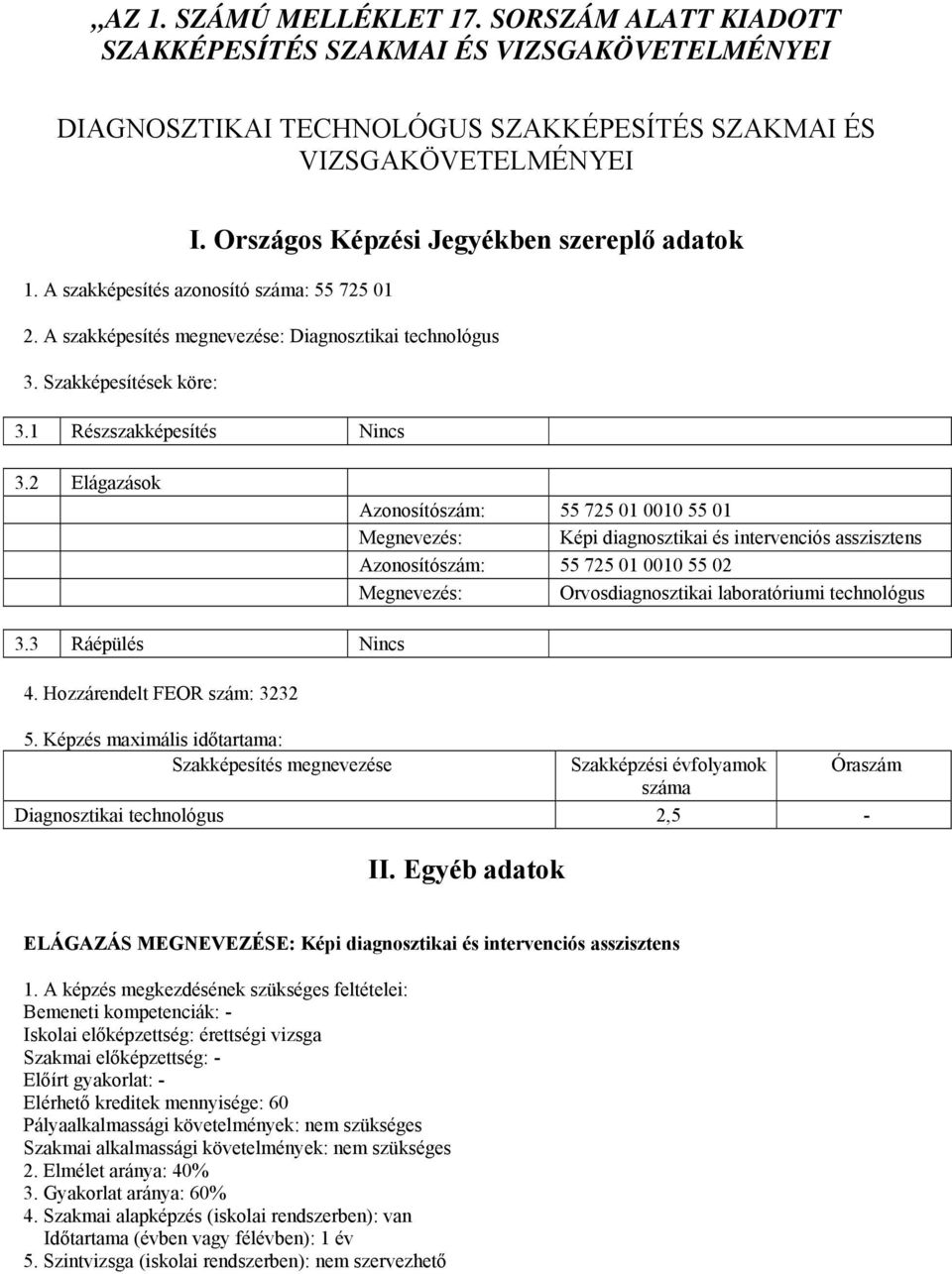 1 Részszakképesítés Nincs 3.