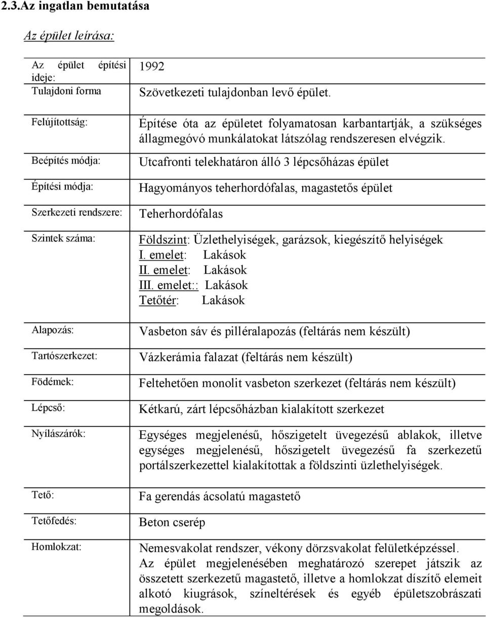 Építése óta az épületet folyamatosan karbantartják, a szükséges állagmegóvó munkálatokat látszólag rendszeresen elvégzik.