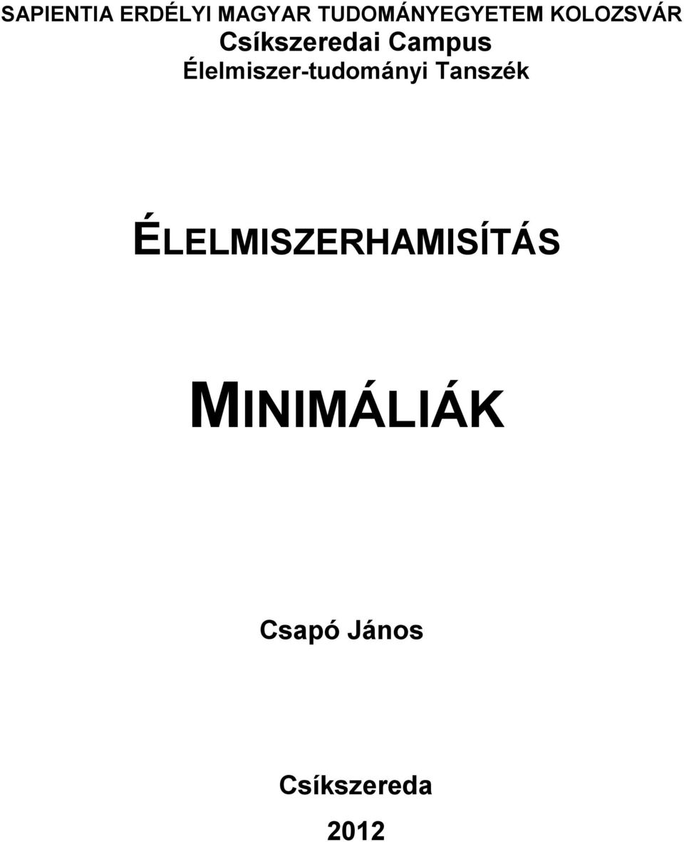 Campus Élelmiszer-tudományi Tanszék