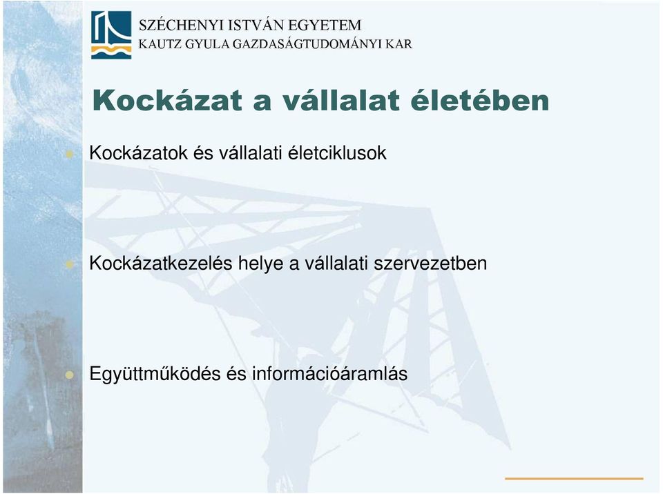 Kockázatkezelés helye a vállalati