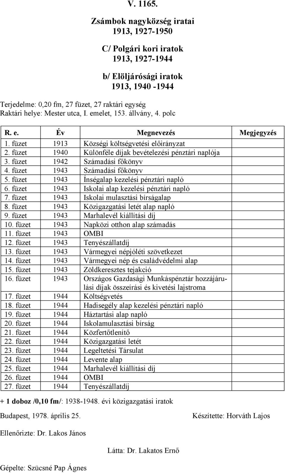 füzet 943 Ínségalap kezelési pénztári napló 6. füzet 943 Iskolai alap kezelési pénztári napló 7. füzet 943 Iskolai mulasztási bírságalap 8. füzet 943 Közigazgatási letét alap napló 9.