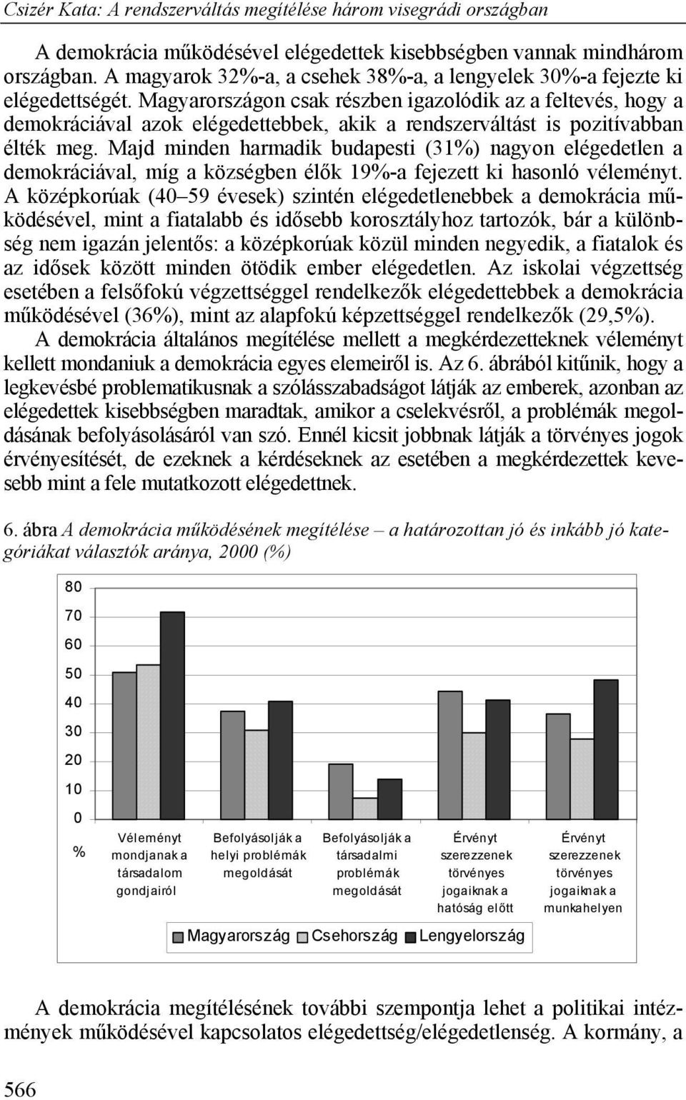 Majd minden harmadik budapesti (31%) nagyon elégedetlen a demokráciával, míg a községben élők 19%-a fejezett ki hasonló véleményt.