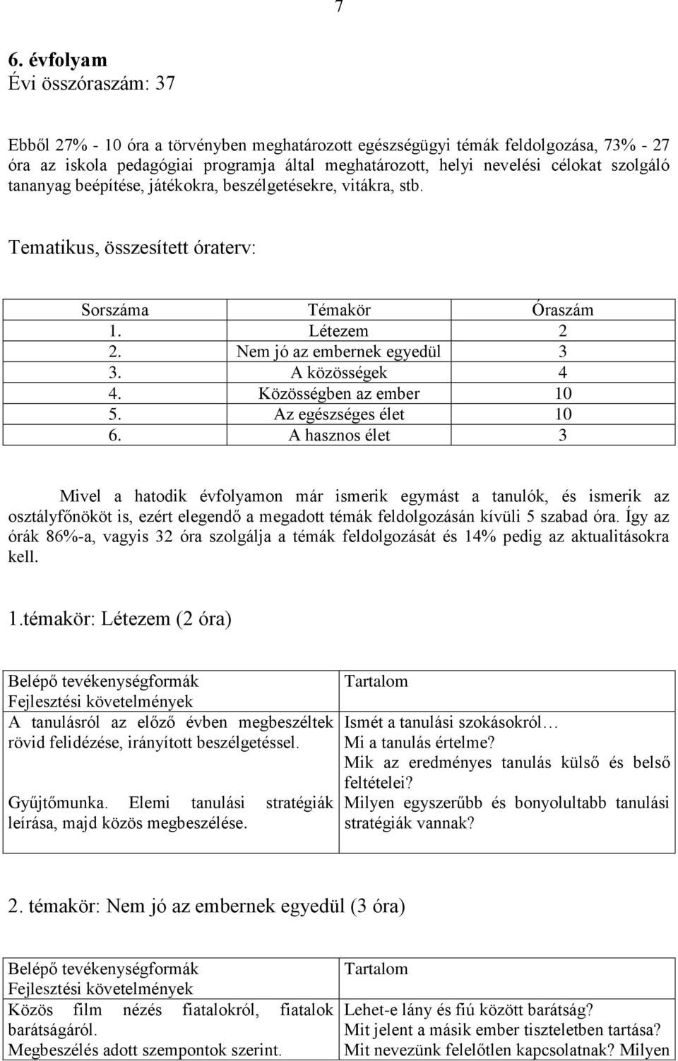 A közösségek 4 4. Közösségben az ember 10 5. Az egészséges élet 10 6.