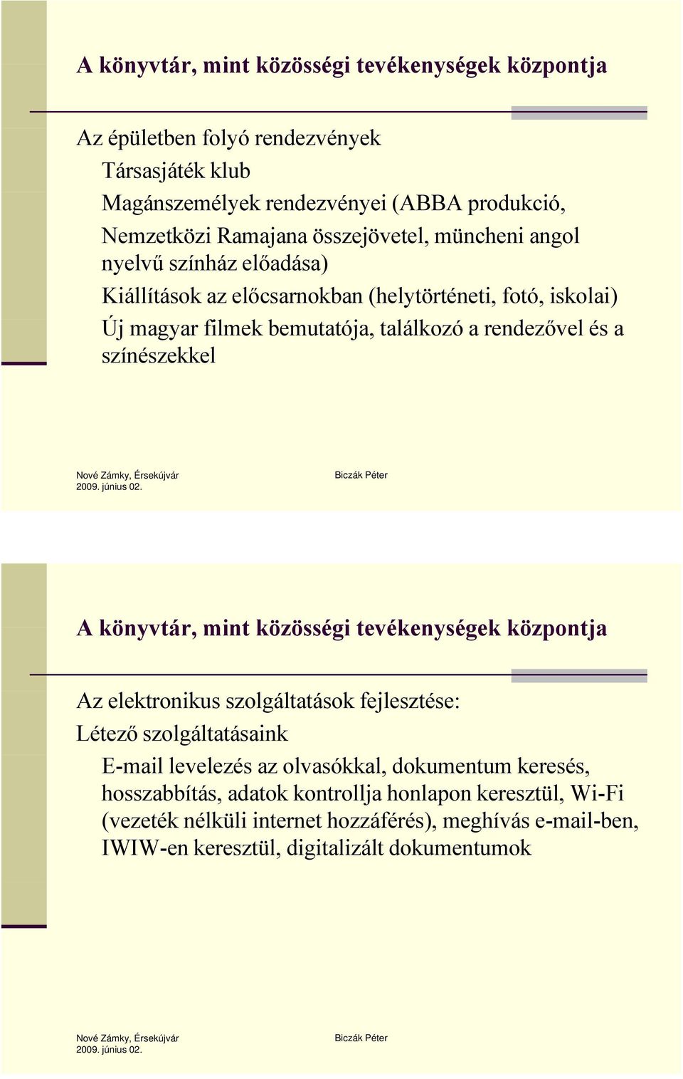 színészekkel Az elektronikus szolgáltatások fejlesztése: Létező szolgáltatásaink E-mail levelezés az olvasókkal, dokumentum keresés,