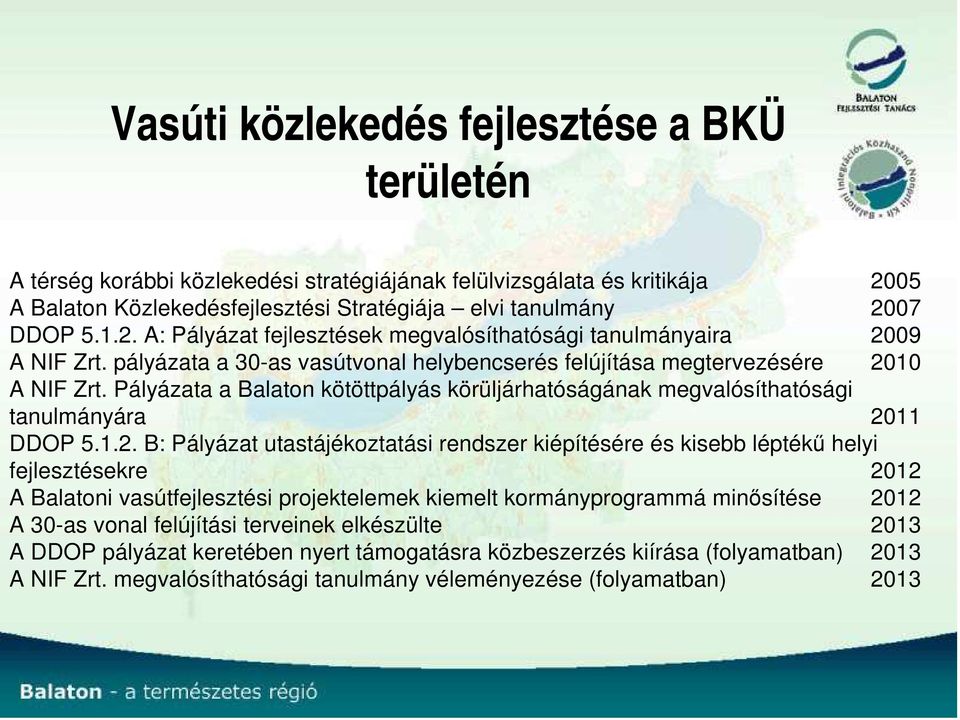 10 A NIF Zrt. Pályázata a Balaton kötöttpályás körüljárhatóságának megvalósíthatósági tanulmányára 20