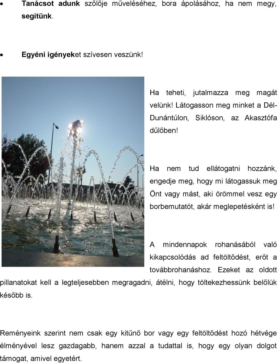 Ha nem tud ellátogatni hozzánk, engedje meg, hogy mi látogassuk meg Önt vagy mást, aki örömmel vesz egy borbemutatót, akár meglepetésként is!