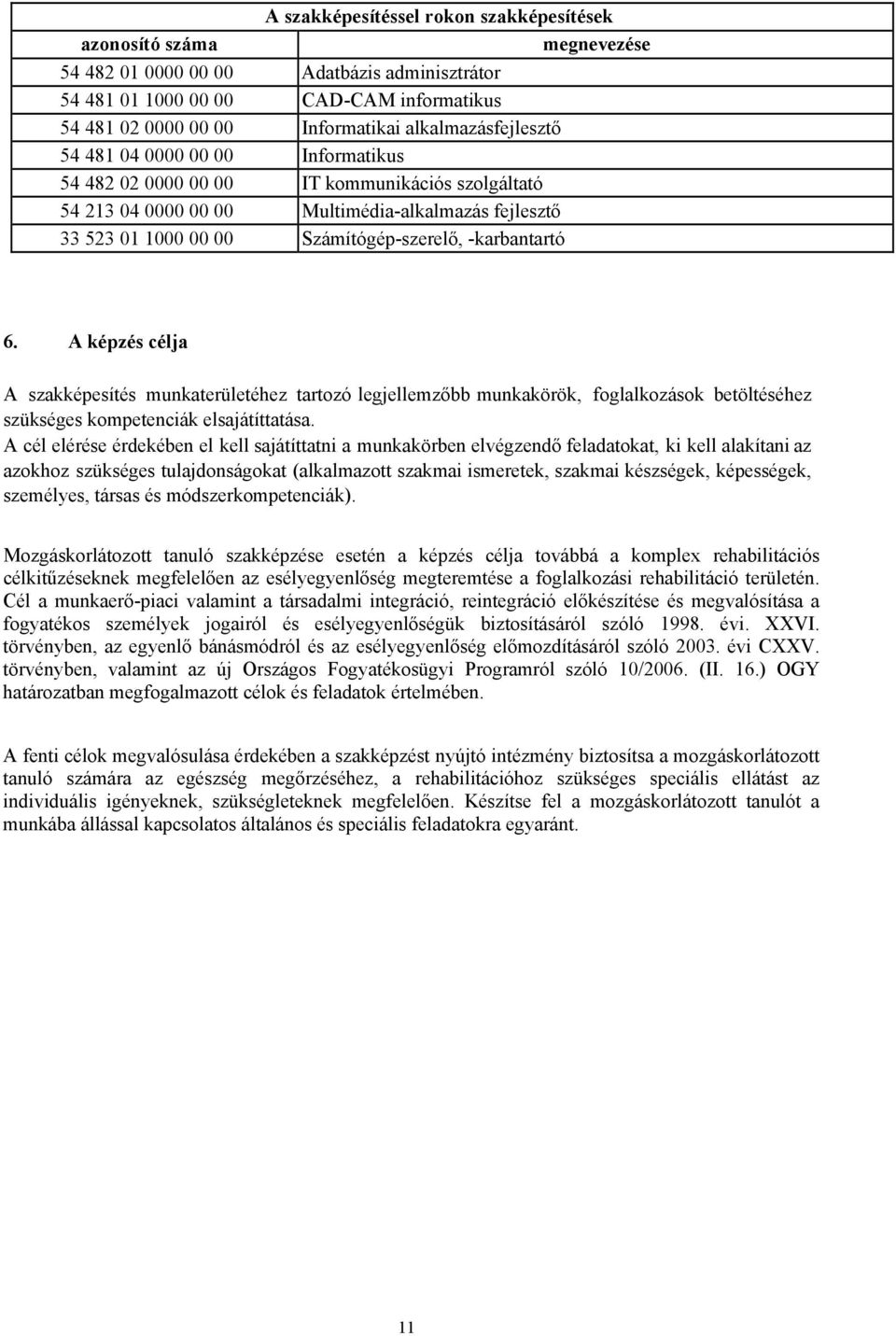 karbantartó 6. A képzés célja A szakképesítés munkaterületéhez tartozó legjellemzőbb munkakörök, foglalkozások betöltéséhez szükséges kompetenciák elsajátíttatása.