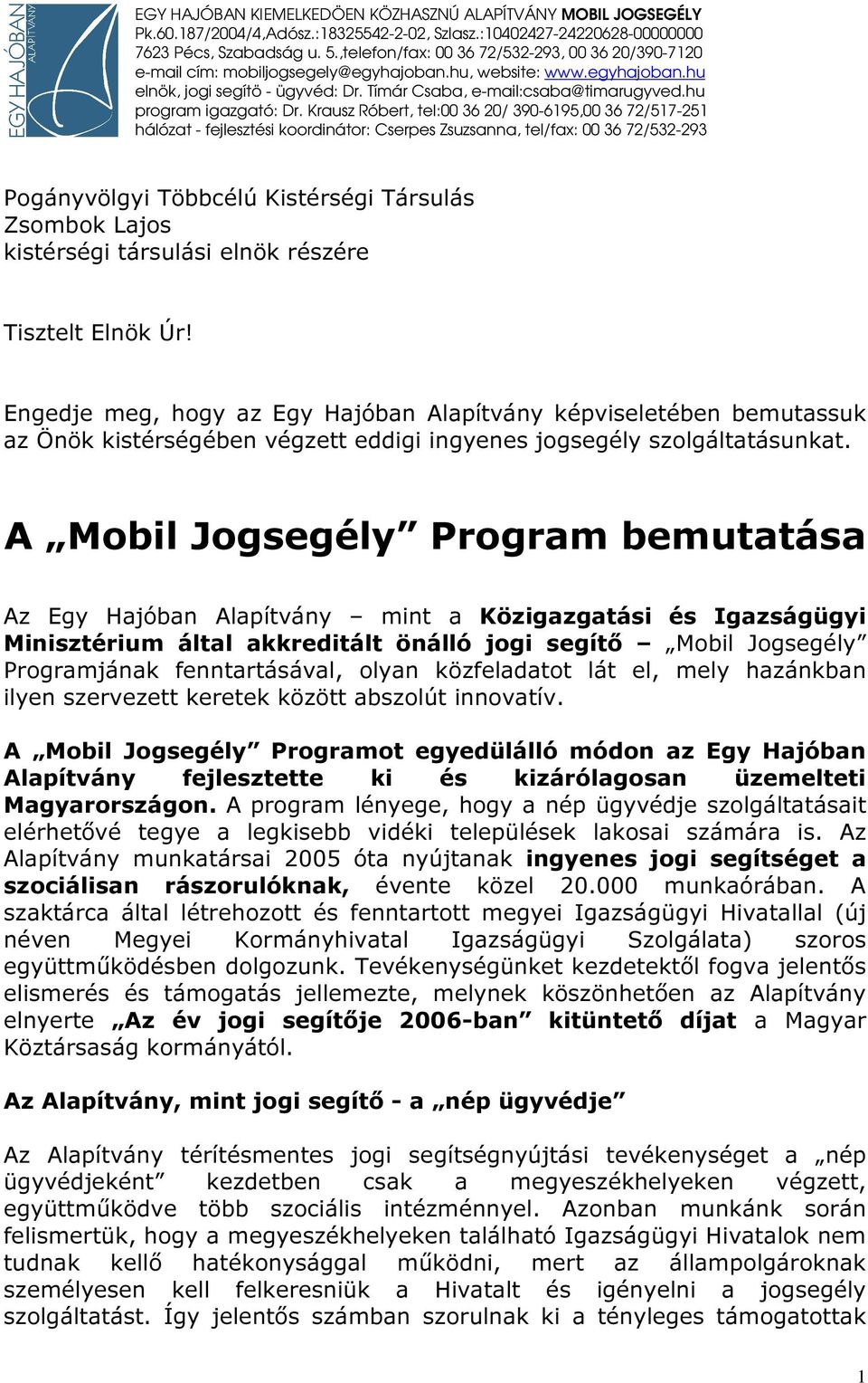 hu program igazgató: Dr.