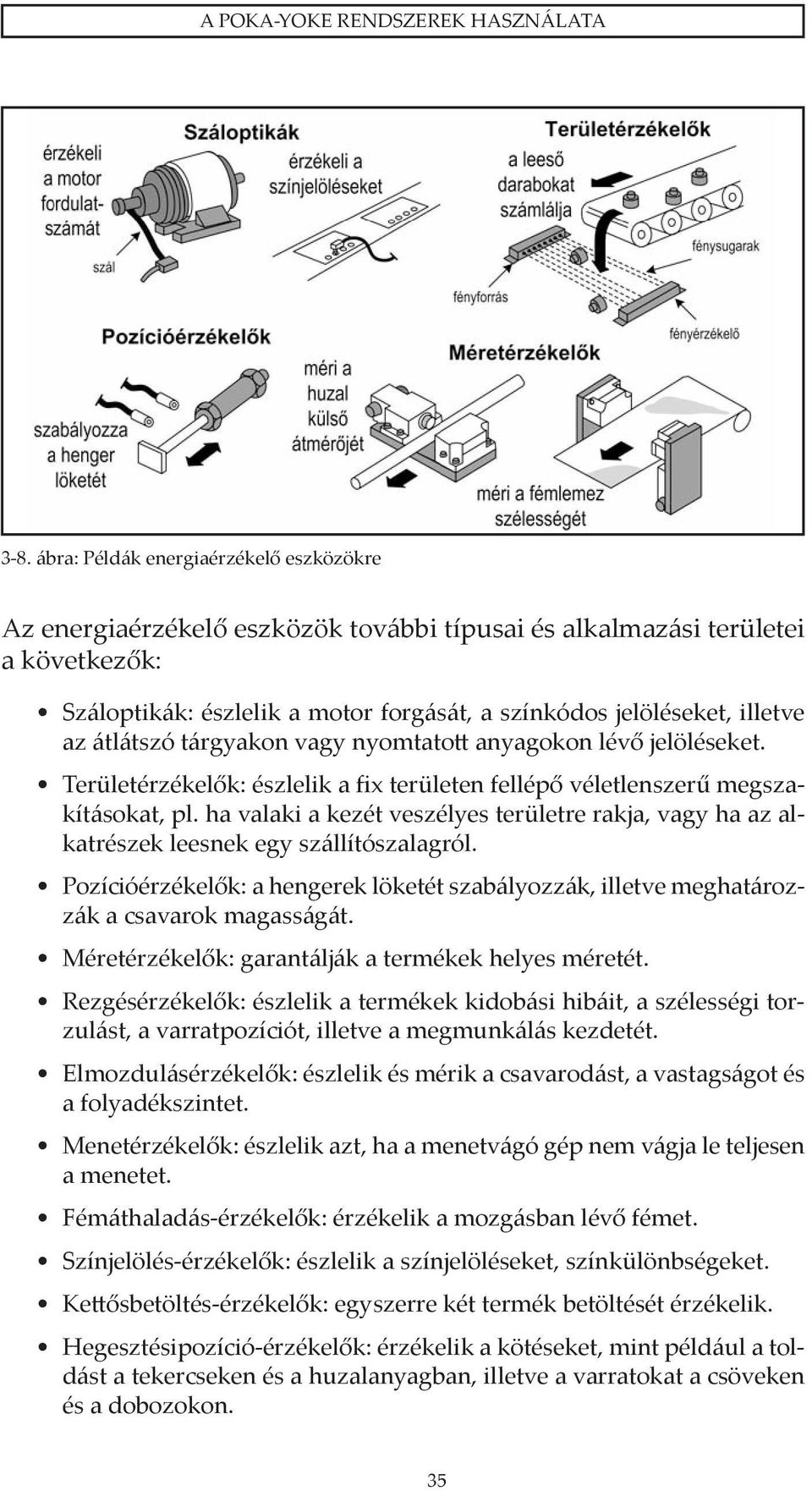 átlátszó tárgyakon vagy nyomtatott anyagokon lévő jelöléseket. Területérzékelők: észlelik a fix területen fellépő véletlenszerű megszakításokat, pl.