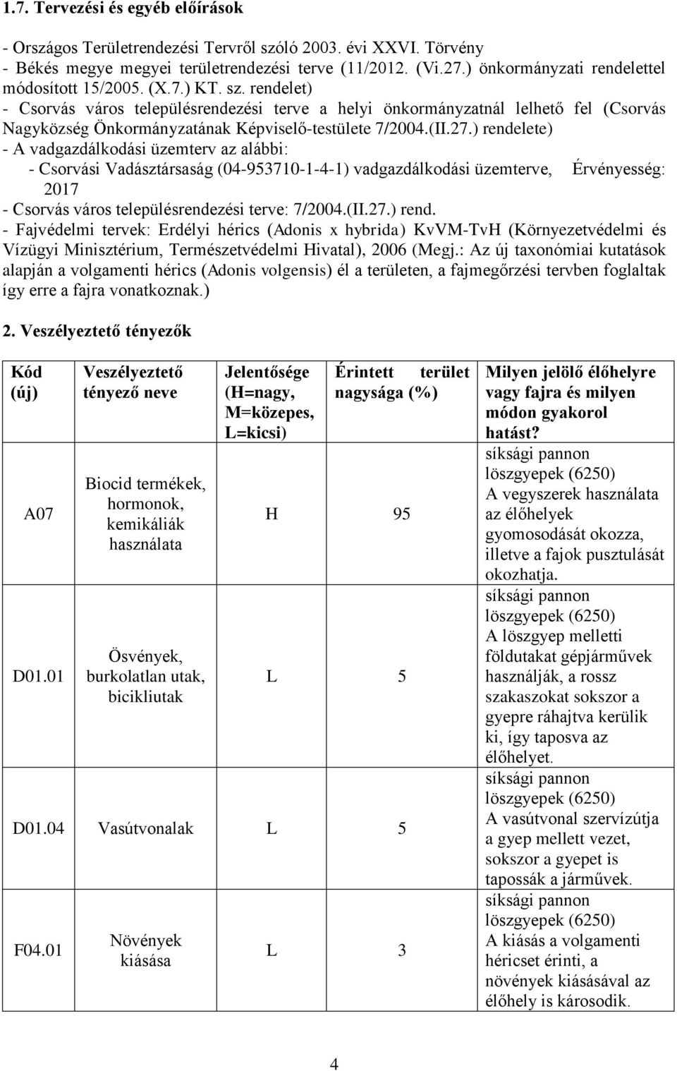 rendelet) - Csorvás város településrendezési terve a helyi önkormányzatnál lelhető fel (Csorvás Nagyközség Önkormányzatának Képviselő-testülete 7/2004.(II.27.