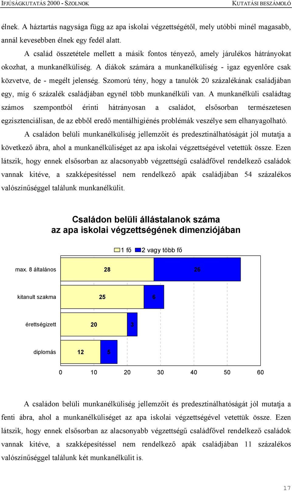 Szomorú tény, hogy a tanulók 20 százalékának családjában egy, míg 6 százalék családjában egynél több munkanélküli van.